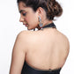 Black Halter Neck Cotton Silk Blouse