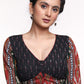 Black Multicolour Ikkat Combination Cotton Blouse
