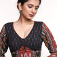 Black Multicolour Ikkat Combination Cotton Blouse