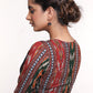 Black Multicolour Ikkat Combination Cotton Blouse