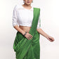 White Embroidered Georgette Blouse With Lace Insert