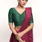 Forest Green Cotton Silk Blouse With Lace Insert