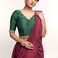 Forest Green Cotton Silk Blouse With Lace Insert