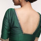 Forest Green Cotton Silk Blouse With Lace Insert