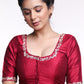 Magenta Cotton Silk Embroidered Blouse