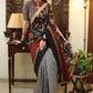 Smart grey Cotton saree with beautiful Madhubani Pallu and black border