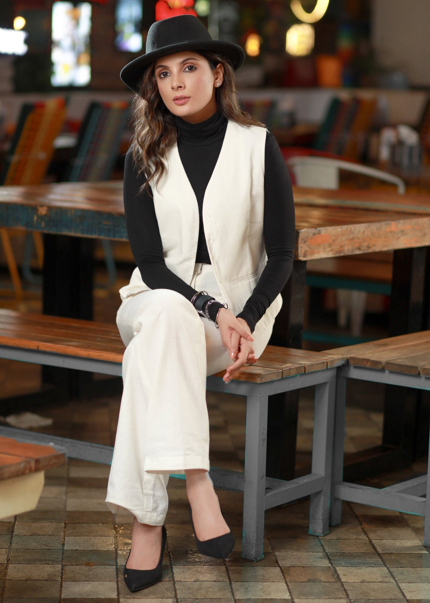 Classy White Cotton Waist Coat with Pant Optional