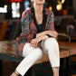 Exclusive Cotton Patchwork Jacket with Navy Blue Inner