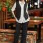 Trendy Formal Black Ikat Waistcoat with Optional Pant