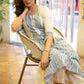 Smart White Cotton Kurta with Beautiful Striped Ikat Combination - Pant Optional