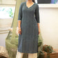 Smart Pure Cotton Navy Blue Striped Straight Cut Kurta Highlighted with Beautiful Lace - Pant Optional