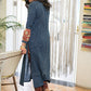 Classy Cotton Indigo Striped Straight Cut Kurta with Exclusive Combination Sleeves - Pant Optional