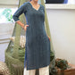 Smart Pure Cotton Navy Blue Striped Straight Cut Kurta Highlighted with Beautiful Lace - Pant Optional