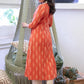 Exclusive Orange Ikat Kurta with Off - White Collar Detailing - Pant Optional