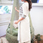 Trendy Gray Striped Jacket Styled Cotton White Straight Cut Kurta - Pant Optional
