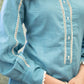 Classy Cotton Powder Blue Straight Cut Kurta with Beautiful Lace Pattern - Pant Optional