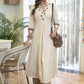 Classy Cotton Off-White Kurta with Embroidered Yoke and Sleeves - Pant Optional