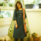 Elegant Cotton Navy Blue Embroidered Kurta - Pant Optional