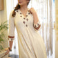 Classy Cotton Off-White Kurta with Embroidered Yoke and Sleeves - Pant Optional