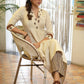 Classy Cotton Off-White Kurta with Embroidered Yoke and Sleeves - Pant Optional