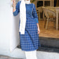 Trendy Cotton Navy Blue Checks Kurta with Striped Indigo Combination - Pant Optional