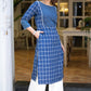 Trendy Cotton Navy Blue Checks Kurta with Striped Indigo Combination - Pant Optional