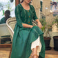 Classy Cotton Green Ikat A-Line Kurta - Pant Optional