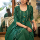 Classy Cotton Green Ikat A-Line Kurta - Pant Optional