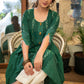 Classy Cotton Green Ikat A-Line Kurta - Pant Optional