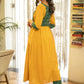 Elegant Cotton Mustard A Line Kurta with Contrast Ikat Combination on Yoke and Sleeves - Pant Optional
