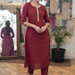 Elegant Cotton Maroon Kurta with Ajrakh Long Shrug - Pant Optional