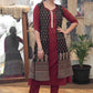 Elegant Cotton Maroon Kurta with Ajrakh Long Shrug - Pant Optional