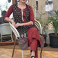Elegant Cotton Maroon Kurta with Ajrakh Long Shrug - Pant Optional