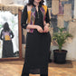 Must Have Black Cotton Kurta with Multicolor Cotton Silk Kantha Short Jacket - Pant Optional