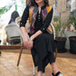 Must Have Black Cotton Kurta with Multicolor Cotton Silk Kantha Short Jacket - Pant Optional
