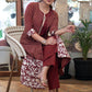 Classy Cotton Maroon Striped Ajrakh Long Shrug with Heavy Embroidery