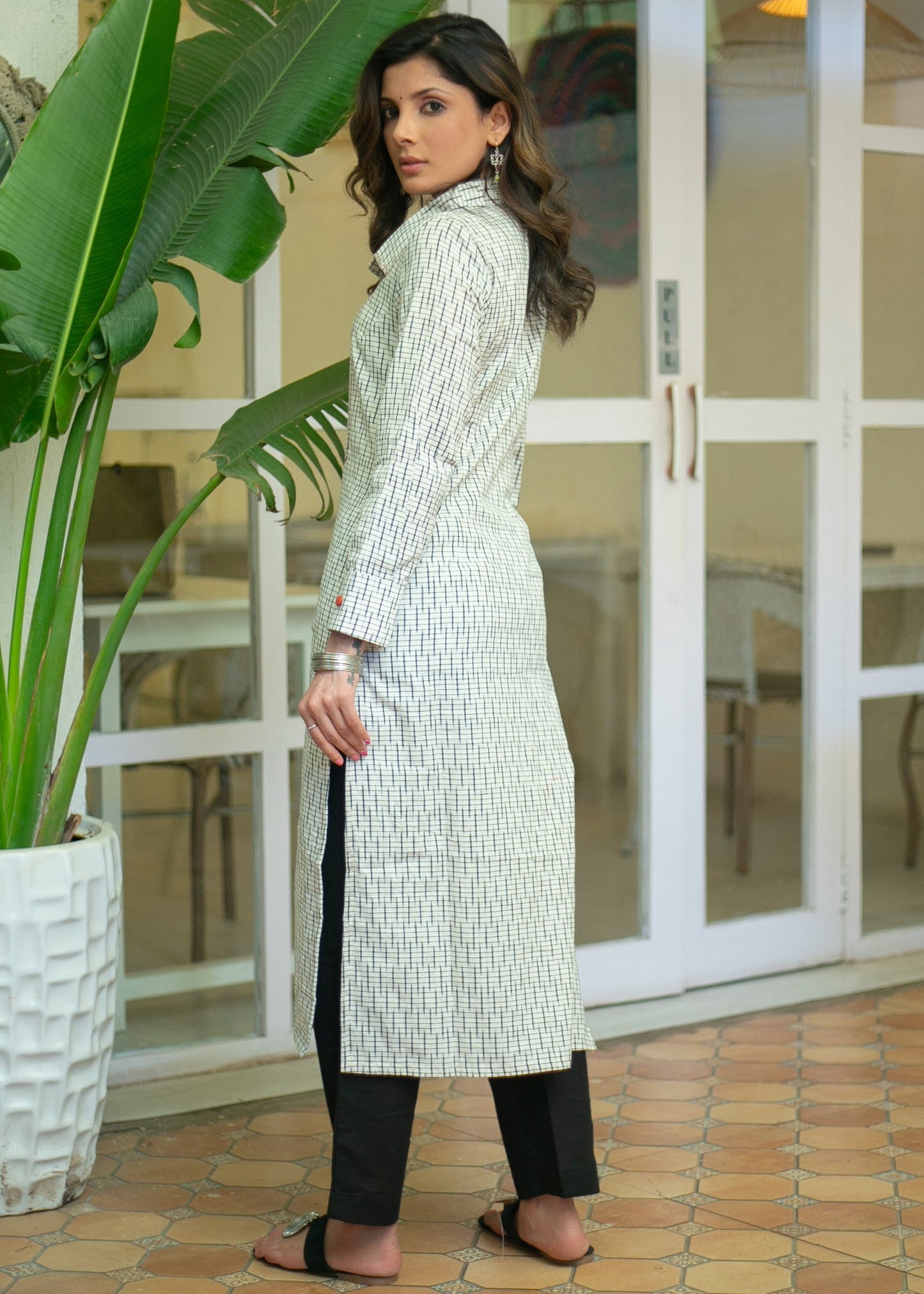 Trendy Cotton Ikat Collared Straight Cut Kurta - Pant Optional