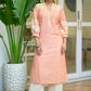 Exclusive Pure Cotton Peach Embroidered Kurta - Pant Optional