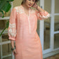 Exclusive Pure Cotton Peach Embroidered Kurta - Pant Optional