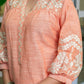 Exclusive Pure Cotton Peach Embroidered Kurta - Pant Optional