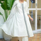 Classy White Cotton Kurta with Beautiful Embroidered Long Chanderi Shrug