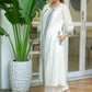 Classy White Cotton Kurta with Beautiful Embroidered Long Chanderi Shrug