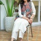 Must Have White Cotton Kurta with Multi Kantha Printed Patchwork Jacket - Pant Optional
