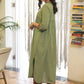 Elegant Cotton Olive Green Kurta with Multicolor Turn Up Sleeves - Pant Optional