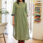 Elegant Cotton Olive Green Kurta with Multicolor Turn Up Sleeves - Pant Optional