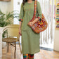 Elegant Cotton Olive Green Kurta with Multicolor Turn Up Sleeves - Pant Optional