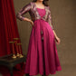 Beautiful Magenta Cotton Silk A-Line Kurta With Attached Banarasi Jacket - Pant Optional