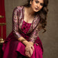 Beautiful Magenta Cotton Silk A-Line Kurta With Attached Banarasi Jacket - Pant Optional
