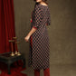 Beautiful Black Ajrakh Combination  Kurta With Ajrakh Applique On Yoke - Pant Optional