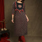 Beautiful Black Ajrakh Combination  Kurta With Ajrakh Applique On Yoke - Pant Optional